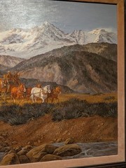 Vintage Framed Oil on Canvas Western Painting “At First Light” Karin Hollebeke