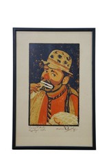 Emmett Kelly Paul Jerome Ringling Brothers Clown Portrait Prints Pair 11″