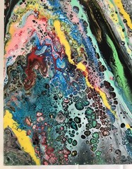 FLUID ACRYLIC ABSTRACT POURED PAINTING 10 x 20 X 1.5 Inches – RICKY MARTIN EBSQ