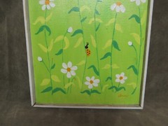 Vintage 1970’s Ann Marshall Dallas Texas Daisy Flower Lady Bug Canvas Painting