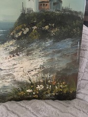 Vintage Canvas Brian Roche Seascape Lighthouse Coastal Original Oil Painting
