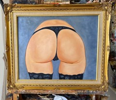 “ Man Cave Art “ VANWINKLE ORIGINAL NUDE woman oil painting 16 x 20 signed