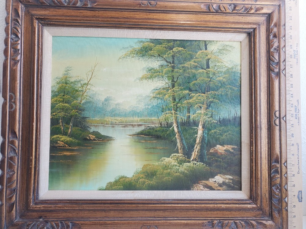 Vintage Cantrell Framed 28″ X 24″ Oil Painting Landscape Autumn