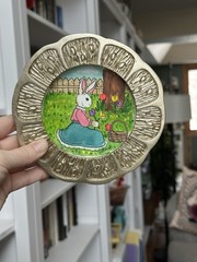 Original Sweet Garden Bunny, Watercolor And Gouache Painting 4×4 In Framed Art