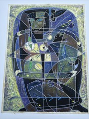 VINTAGE CUBIST PAINTING ABSTRACT MODERNISM CUBISM UNSIGNED ADRIAN WONG SHUE