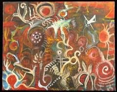 OIL CANVAS PAINTING RHODE ISLAND ARTIST AJ LOVEGREEN ABSTRACT COLORFUL GRAFITTI