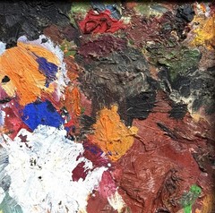 ANTQ French Provincial Artist’s Palette Double-Sided 3-D Impasto O/B Landscape!