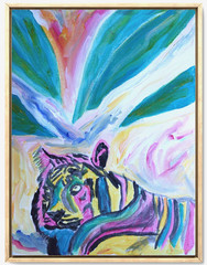 Tiger Modern Original Signed Canvas 11×14 Art Colorful Acrylic BACH