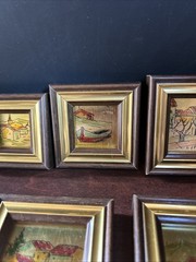 Vtg Set (7) Miniature Italian Gold Leaf Paintings Framed W/Original Box, Rare!