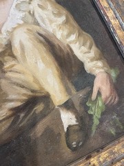 Vintage Framed Oil Painting Boy and Rabbit 9.5 x 12″ Antique Gallery Wall