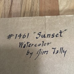 Jim Tally Water Color “Sunset” Signed Framed W/ About The Artist 11.5x22in