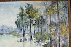 Louisiana Artist Mary Bertrand Original Oil Painting Swamp Bayou Cypress Haunt