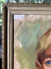 Outsider Art Portraiture Blond Blue Eyes Signed iGraeley Original 14 x 11