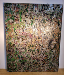AFTER? JACKSON POLLOCK ALUMINUM DRIP PAINTING, PERFECT MARBELIZATION