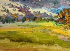 Oil painting Carpathian village Ukrainian painter Cardboard original landscape