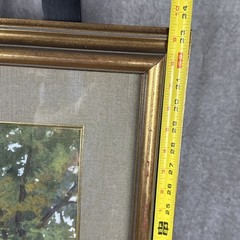 Antique Watercolor Painting Signed 1926 Illegibly Walking Path 27×33”