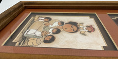Storyteller Dolls by Laverne Elliot art and pottery 14.5” X 8.5” X 2” shadowbox