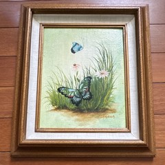 Langella Signed Framed Canvas Painting Butterflies & Flowers Realism 10x8in