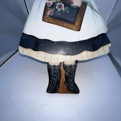 Vintage American Folk Art Painting On Wood Cut Out School Girl Signed 19”x 8”