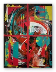 Hand Painted 18×24 Abstract Acrylic Red Canvas FINELLI ORIGINAL Decor G23OB4SQ