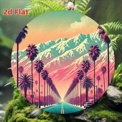 California Desert Sunset Palm Springs Road Landscape Round Wall Art