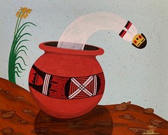 Painting Dale Hovanaya Hopi Pueblo Native American Kachina “Pottery Spirit” Vtg