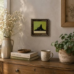 ORIGINAL Oil Painting Black Cat Handmade Pets Miniature Contemporary Wall Art