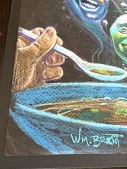 Original WILLIAM BRENT Colored Chalk Pastels On Black Paper Funny Soup Ghosts