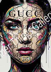 Gucci Art Giclee Large Face Painting Wall Art 36″ Canvas Abstract Picture Poster