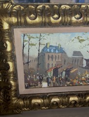 MID CENTURY IMPRESSIONISM PAINTING STREET ARTIST VENDOR SIGNED OIL ON CANVAS