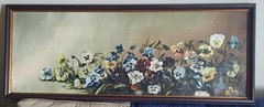 Vintage Oil on Canvas Pansies