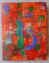 Stunning Abstract Art on Canvas Signed Illegibly Artist Unknown