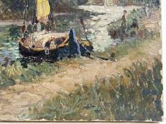 19th/20th c. FRENCH IMPRESSIONIST RIVER LANDSCAPE PAINTING Artist Unknown