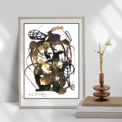 Alcohol Inian acrylic ink drawings recycled watercolor paper leaves Fall season