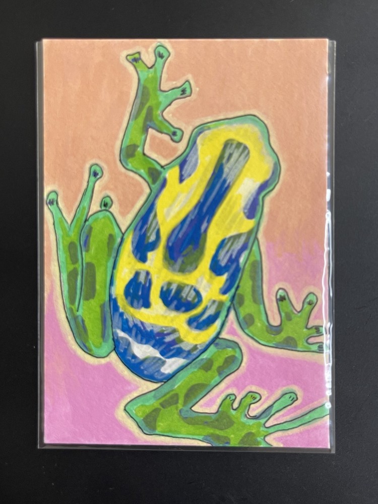 ACEO Original, Abstract Frog , Mini Art Painting, by Annibbie