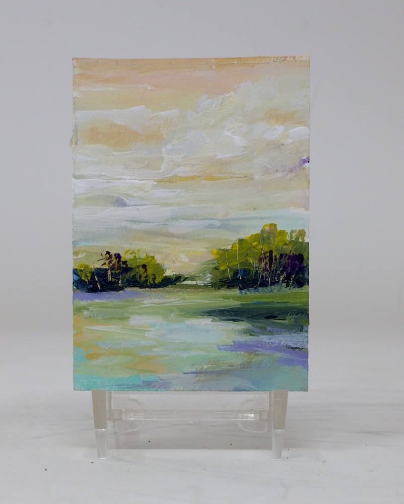 ACEO Original Landscape Garden Painting ATC Collectable Heavy Paper, L 2039