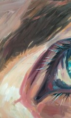 Oil Original Portrait Art Blue Eye Painting On Panel