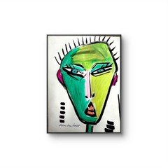 9″x12 Abstract Paper Original Art Expressionism Funny Face Home Art