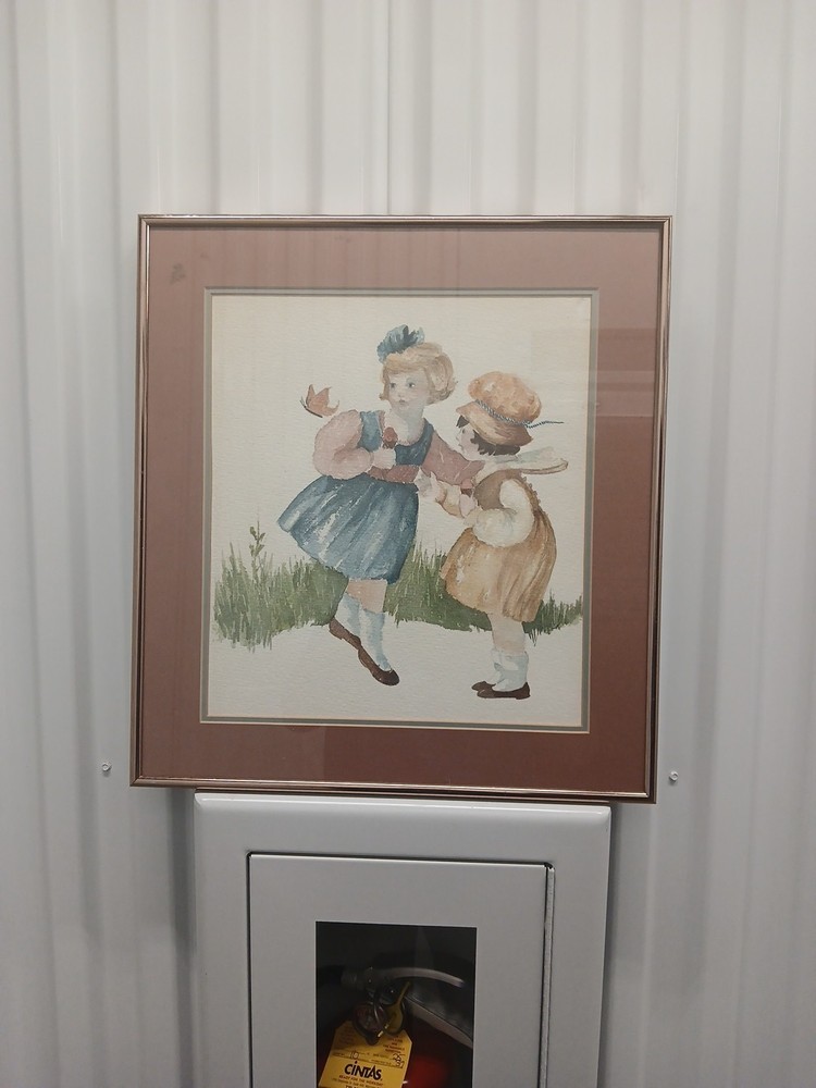 Original Watercolor Of Two Girls And A Butterfly By Artist Jo Beck