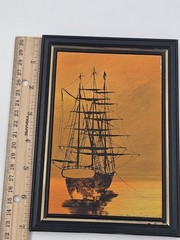 Harold Shinnick signed Nautical Clipper Boat Framed Original Oil Canvas Painting