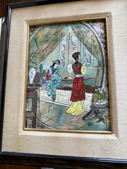 Sweet enamel on copper “Sewing Time” by Daphne Keskinis, listed French artist