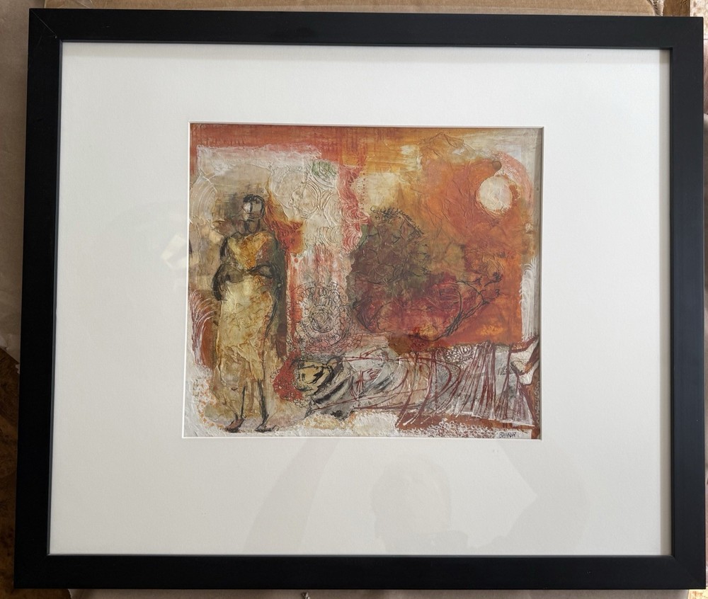 Original Signed Oil on Canvas Indian Space Painting Gertude Barrer (1921-1997)