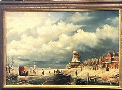 VTG c. 1970’s Dutch School Original O/B „Winter Scene Landscape“, Framed!