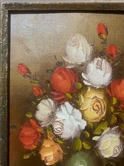 Vintage R. Pasanault Original Framed & Signed Floral Still Life In Vase Oil