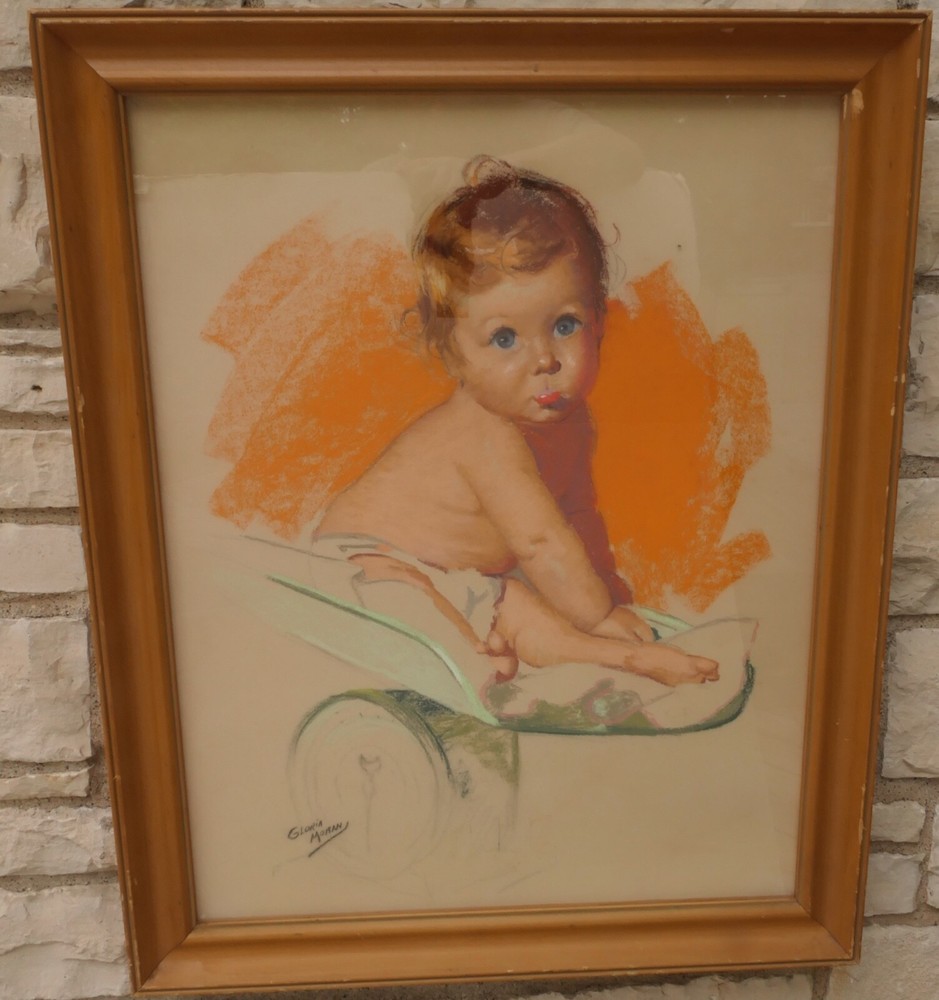 GLORIA MORAN ORIGINAL PASTEL PAINTING BROWN AND BIGELOW ADVERTISING ARTIST