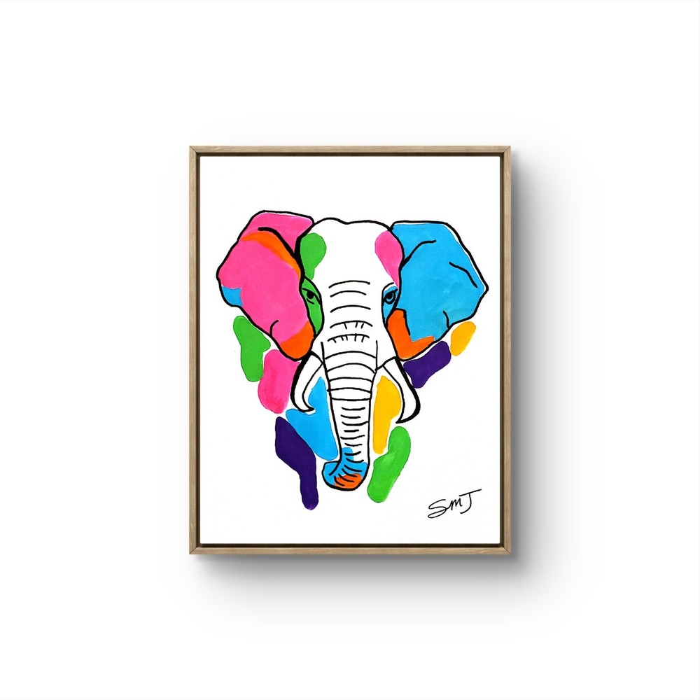 JULIEN Original 11X14 ELEPHANT Modern Abstract Expressionism Acrylic Art Canvas