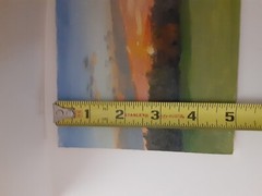 Original Oil Painting Signed Sunset Unframed Greens Oranges Yellow Landscape