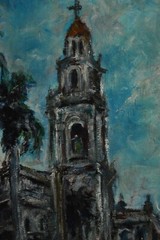 FRAMED SIGNED ORIGINAL OIL VIEW OLD COLONIAL TRINIDAD, CUBA ARTIST: HECTO VIDAL