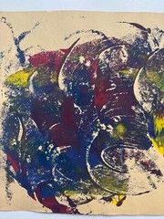 Colorful Vintage Abstract Gouache Painting 1990’s Outsider Art OOAK 17×12
