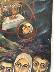 Antique Holocaust Painting WPA Museum Sylvia Ludins WW2 Large Concentration Camp